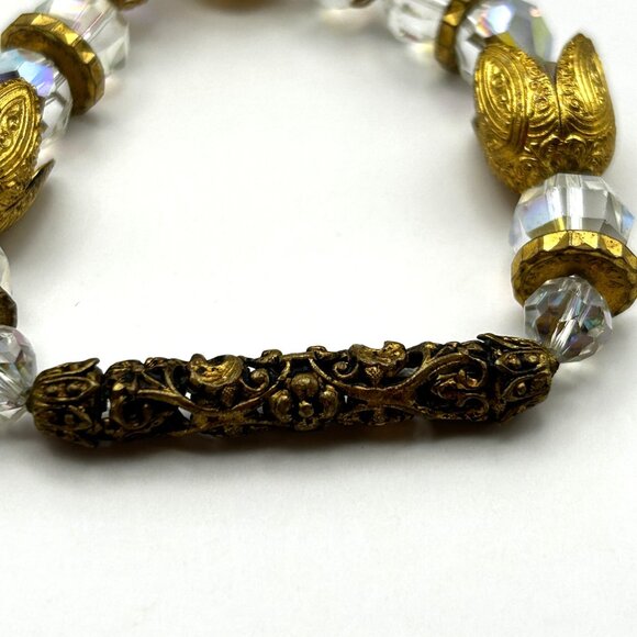 Vintage Czech Crystal Necklace Gold Tone Beads 14/20 GF Clasp 164 DRGM GES Mark - Picture 5 of 16